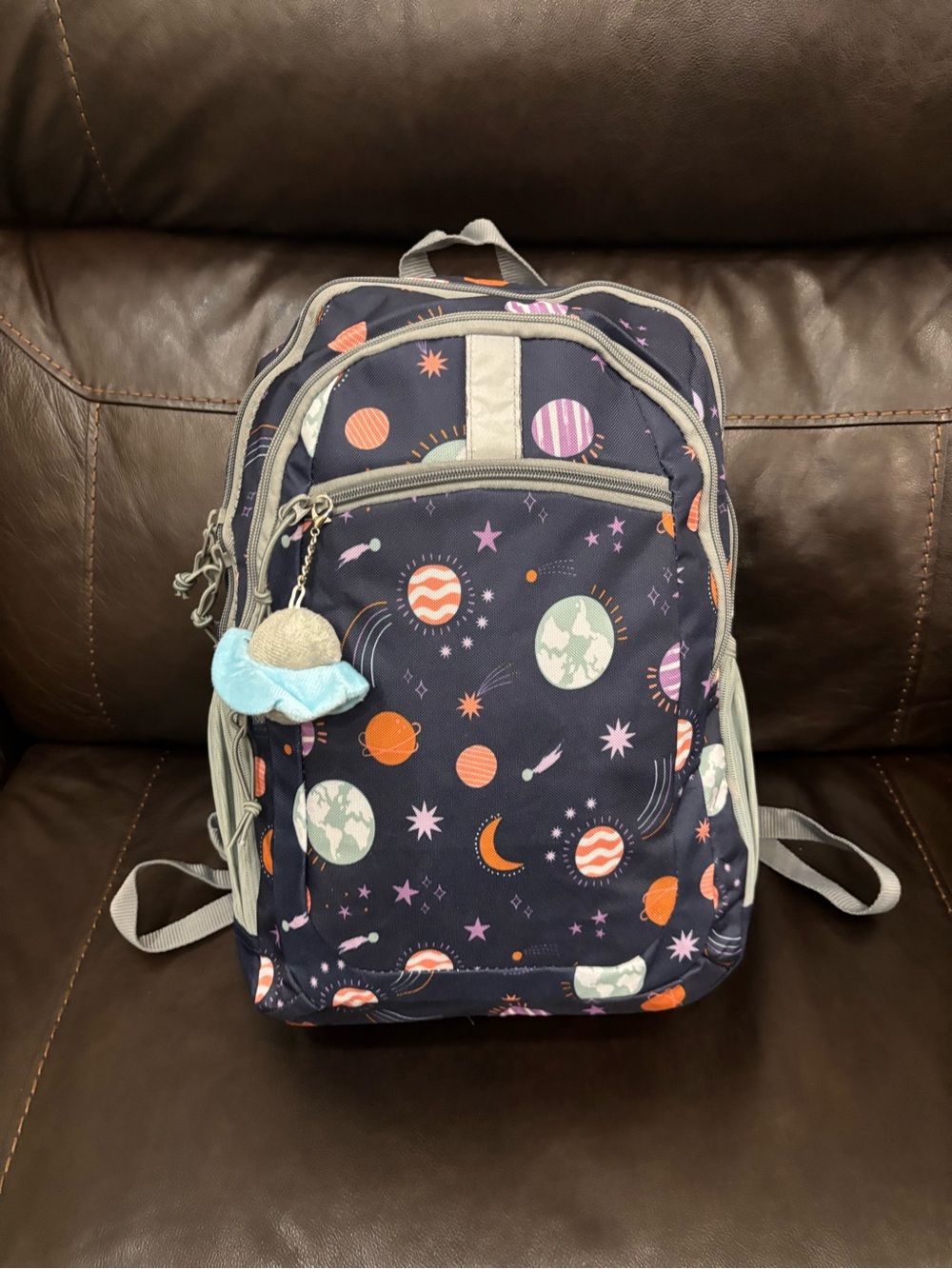 New without tags Cat & Jack Navy Space-Print Kids Backpack with Planet Charm